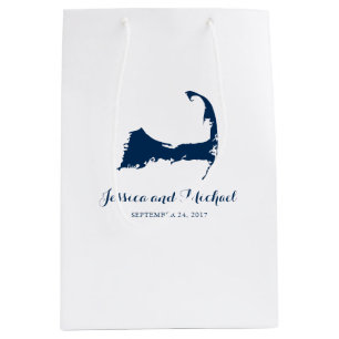 Bolsa De Regalo Mediana Mapa de la Marina Blue Cape Cod Massachusetts BOL