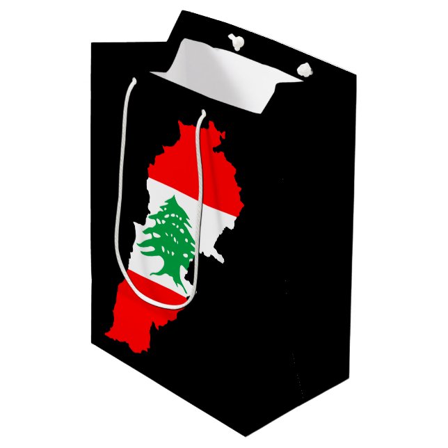 Bolsa De Regalo Mediana Mapa de Líbano con Bandera (Angulo Anverso)