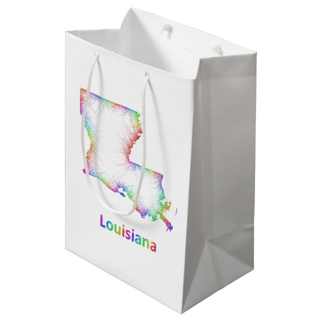 Bolsa De Regalo Mediana Mapa de Luisiana del arco iris (Angulo Anverso)