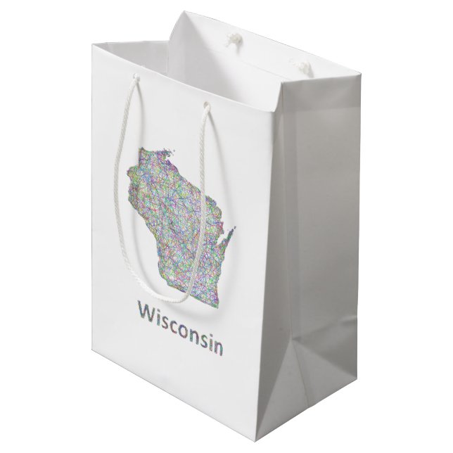 Bolsa De Regalo Mediana Mapa de Wisconsin (Angulo Anverso)
