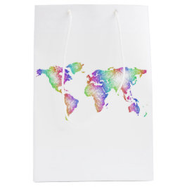 Bolsa De Regalo Mediana Mapa del mundo del arco iris