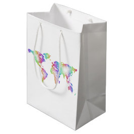 Bolsa De Regalo Mediana Mapa del mundo del arco iris