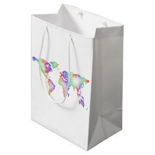 Bolsa De Regalo Mediana Mapa del mundo del arco iris