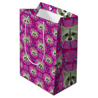 Bolsa De Regalo Mediana mapache_gris y rosa