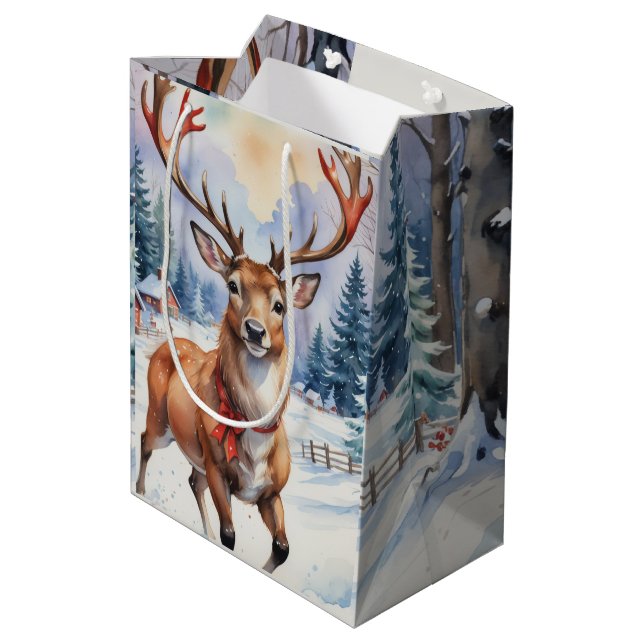 Bolsa De Regalo Mediana Maravilla de renos: colisos de vacaciones (Angulo reverso)