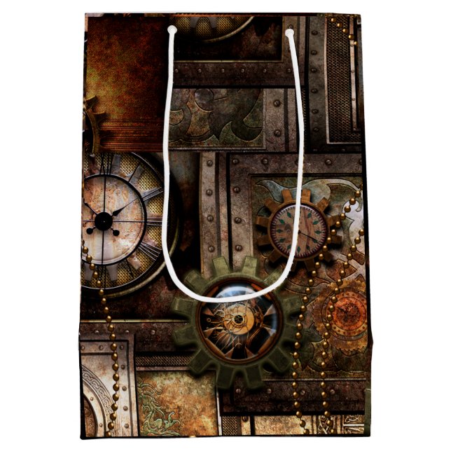 Bolsa De Regalo Mediana Maravilloso diseño de steampunk (Reverso)