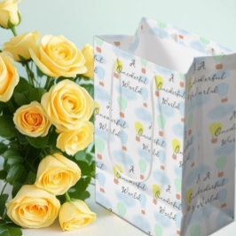 Bolsa De Regalo Mediana Maravilloso mundo globo aerostático 1º cumpleaños