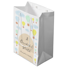 Bolsa De Regalo Mediana Maravilloso mundo globo aerostático 1º cumpleaños
