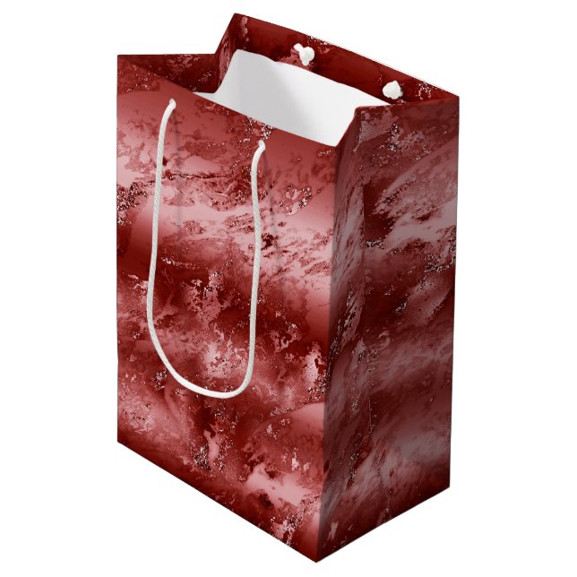 Bolsa De Regalo Mediana Marble Glitzy Red Ombre (Angulo Anverso)