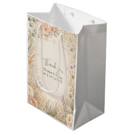 Bolsa De Regalo Mediana Marco de jardín de boda botánico suave dorado