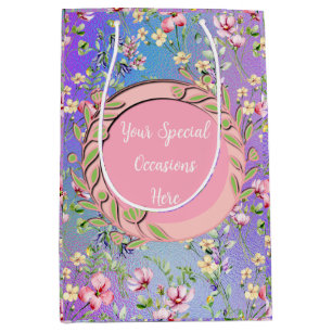 Bolsa De Regalo Mediana Marco Floral Elegante: para cualquier ocasión