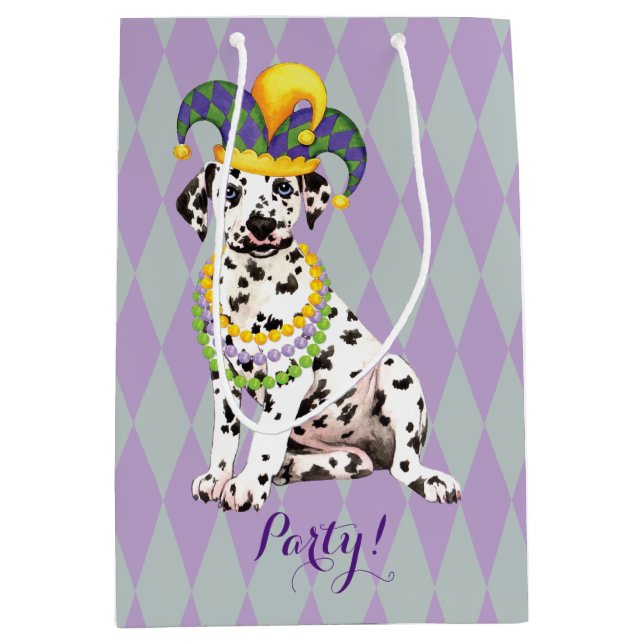 Bolsa De Regalo Mediana Mardi Gras Dalmatian (Anverso)
