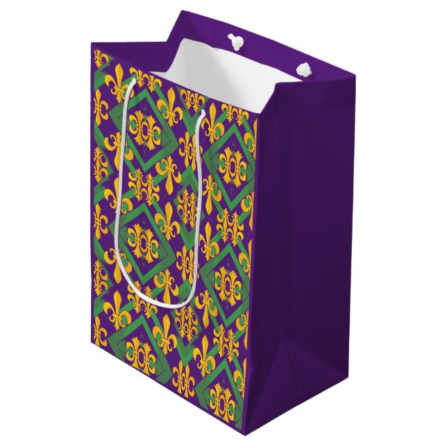 Bolsa De Regalo Mediana Mardi Gras Fleur de lis (Angulo Anverso)