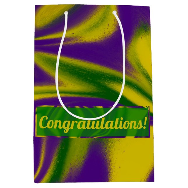Bolsa De Regalo Mediana Mardi Gras Swirls (Anverso)