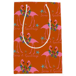 Bolsa De Regalo Mediana Mares y saludos Flamingo Pareja Navidades