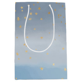 Bolsa De Regalo Mediana Marina Blue Gold Stars Sky Watercolor