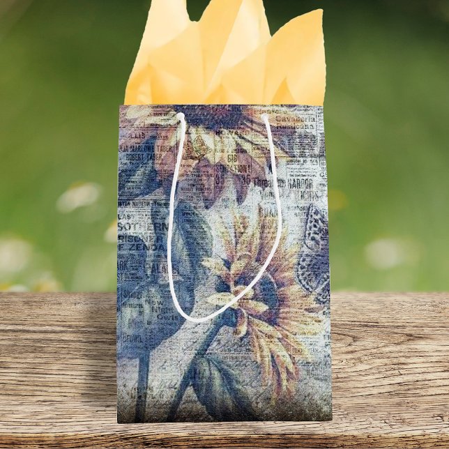 Bolsa De Regalo Mediana Mariposa de girasol rústico efímera (Subido por el creador)