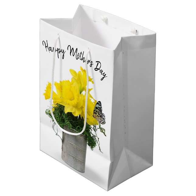Bolsa De Regalo Mediana Mariposa En Daffodil Bouquet (Angulo Anverso)