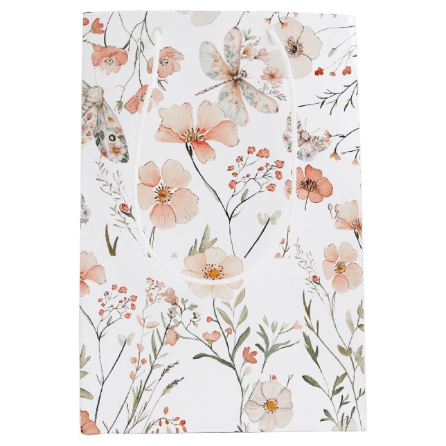 Bolsa De Regalo Mediana Mariposa Floral Boho (Anverso)