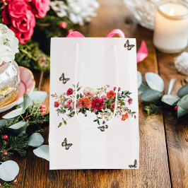 Bolsa De Regalo Mediana Mariposa floral rosa