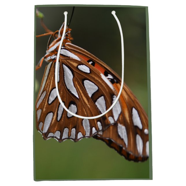 Bolsa De Regalo Mediana Mariposa Naranja de la pasión de Fritillary Gulf G (Anverso)