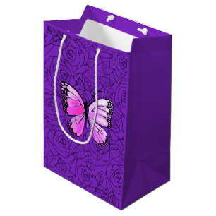 Bolsa De Regalo Mediana Mariposa Rosa Y Arte Rosa -