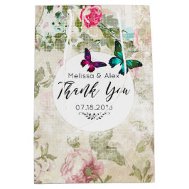 Bolsa De Regalo Mediana Mariposas en un Boda de Shabby Vintage Collage