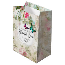 Bolsa De Regalo Mediana Mariposas en un Boda de Shabby Vintage Collage