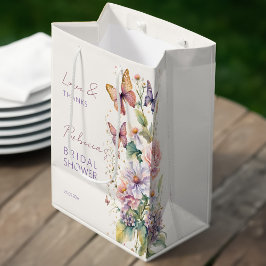 Bolsa De Regalo Mediana Mariposas florales favores de ducha de novia