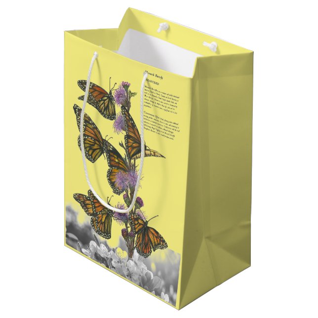 Bolsa De Regalo Mediana Mariposas Monarca Pintadas A Mano (Angulo Anverso)