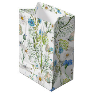 Bolsa De Regalo Mediana Mariposas y dragones vuelan en el jardín