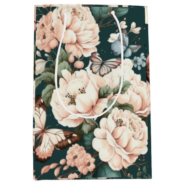 Bolsa De Regalo Mediana Mariposas y flores (Anverso)