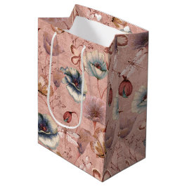 Bolsa De Regalo Mediana Mariposas y libélulas sobre amapolas