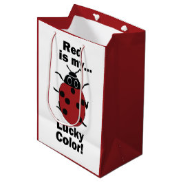 Bolsa De Regalo Mediana Mariquita Rojo es mi color de la suerte divertido 