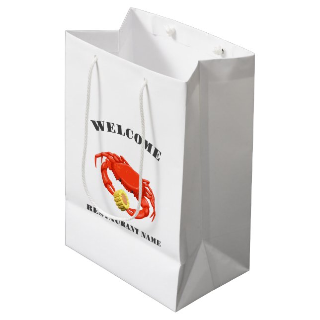 Bolsa De Regalo Mediana Mariscos modernos bienvenidos nombre personalizado (Angulo Anverso)