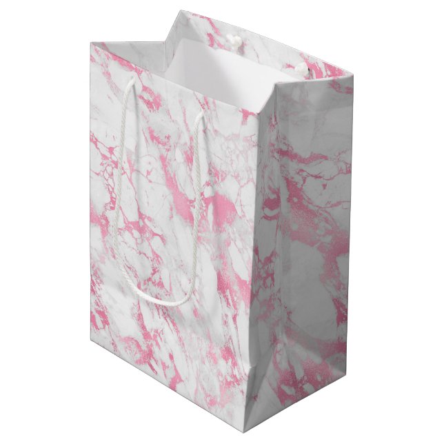 Bolsa De Regalo Mediana Mármol blanco rosa (Angulo Anverso)