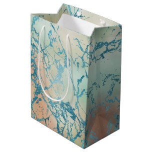Bolsa De Regalo Mediana Mármol de Lujo Hermosa Vena Amarilla y Coral Tur
