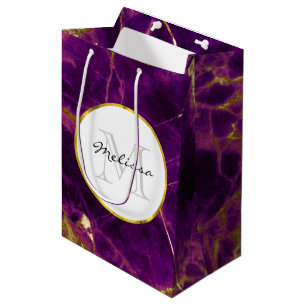 Bolsa De Regalo Mediana Mármol morado y dorado moderno