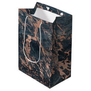 Bolsa De Regalo Mediana Mármol rústico brumoso azul y rosa dorado glamour