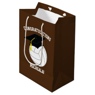Bolsa De Regalo Mediana Marrón de deportes de graduación de voleibol