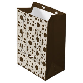 Bolsa De Regalo Mediana Marrón Oscuro Micro Floral Beige