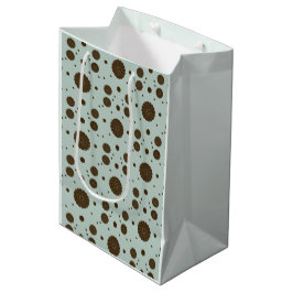 Bolsa De Regalo Mediana Marrón oscuro micro floral verde salvia