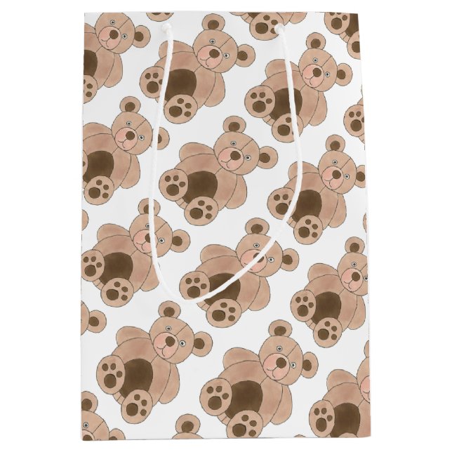 Bolsa De Regalo Mediana Marrón Plush Toy Teddy Bear Stuffet Animal Cumplea (Anverso)