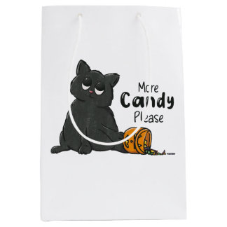 Bolsa De Regalo Mediana Más dulces por favor Halloween gato negro