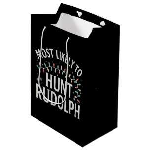 Bolsa De Regalo Mediana Más Probable Cazar a Rudolph Navidad Pareo
