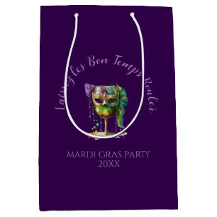 Bolsa De Regalo Mediana Máscara púrpura de Mardi Gras
