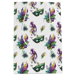 BOLSA DE REGALO MEDIANA MÁSCARAS Y CARACTERÍSTICAS DE GRAS DE ORO VERDE PU