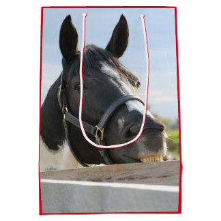Bolsa De Regalo Mediana Masticar caballos a cuestas en una valla