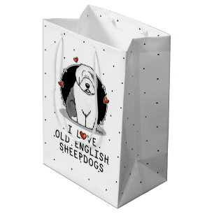 Bolsa De Regalo Mediana Me encantan los viejos perros pastores ingleses (G