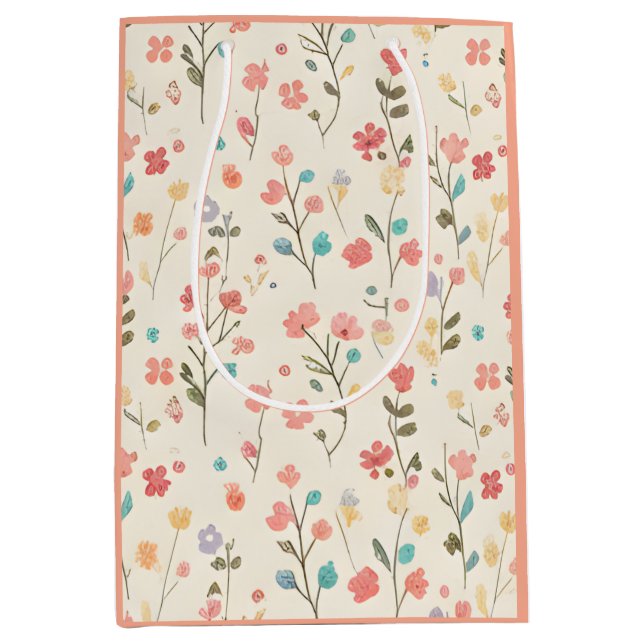 Bolsa De Regalo Mediana Meadow Breeze: Delicate Watercolor Wildflower (Anverso)